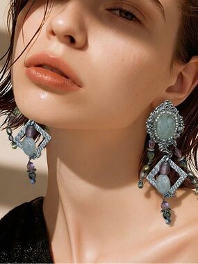 Artisan Mixed-Metal Geometric Dangle Statement Earrings